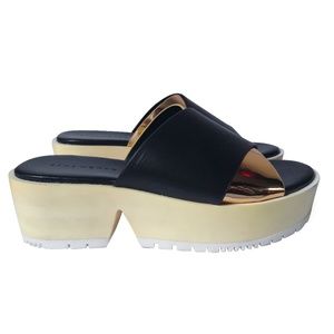 ZARA -  Black & Gold Platform Clogs